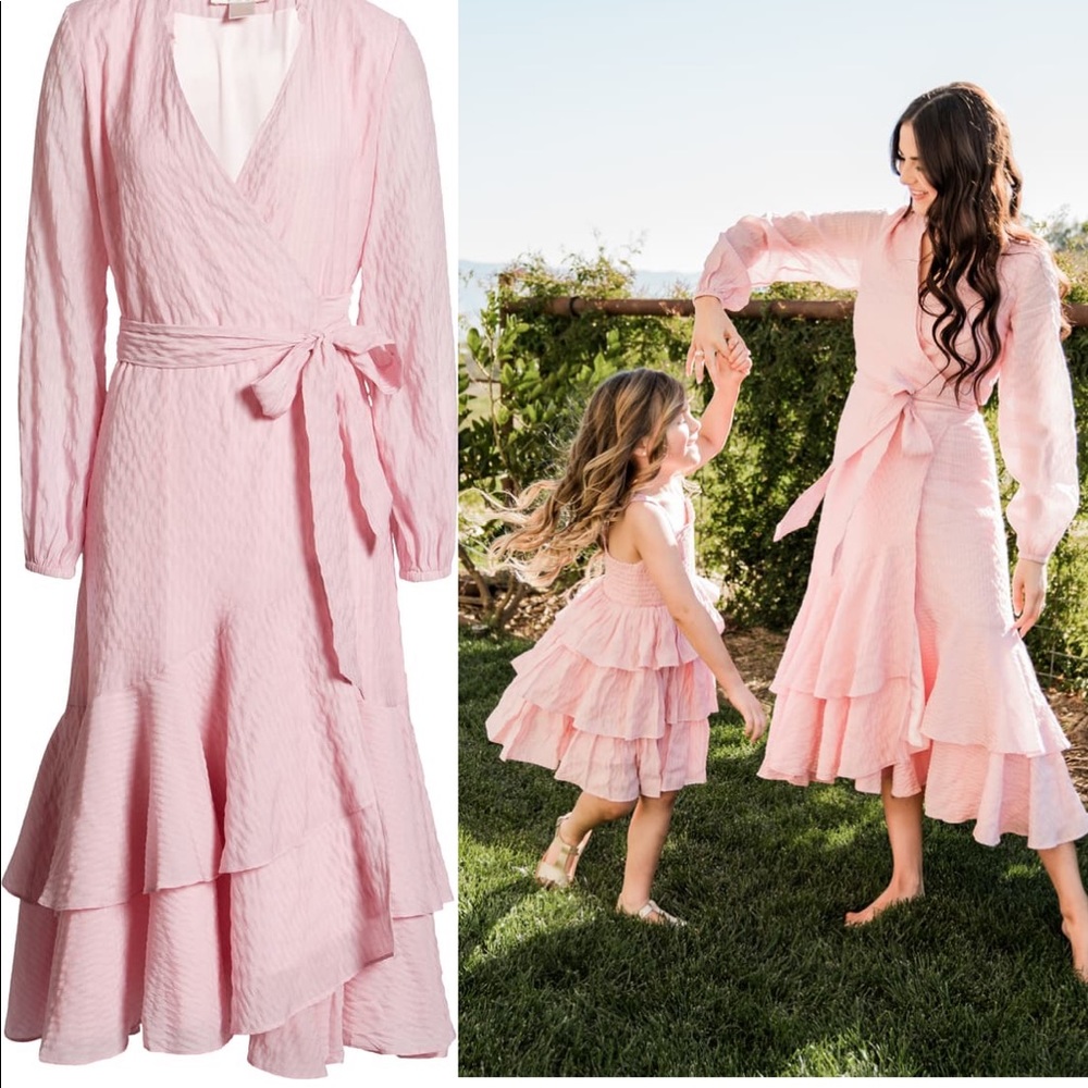 Rachel Parcell Seersucker long sleeve wrap dress
